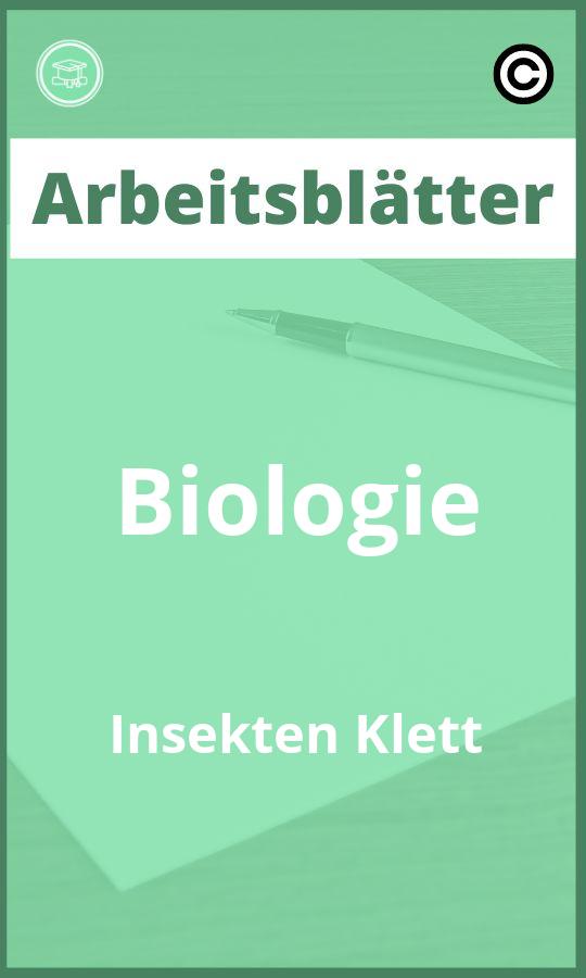 Biologie Insekten Klett Arbeitsblätter mit Lösungen PDF