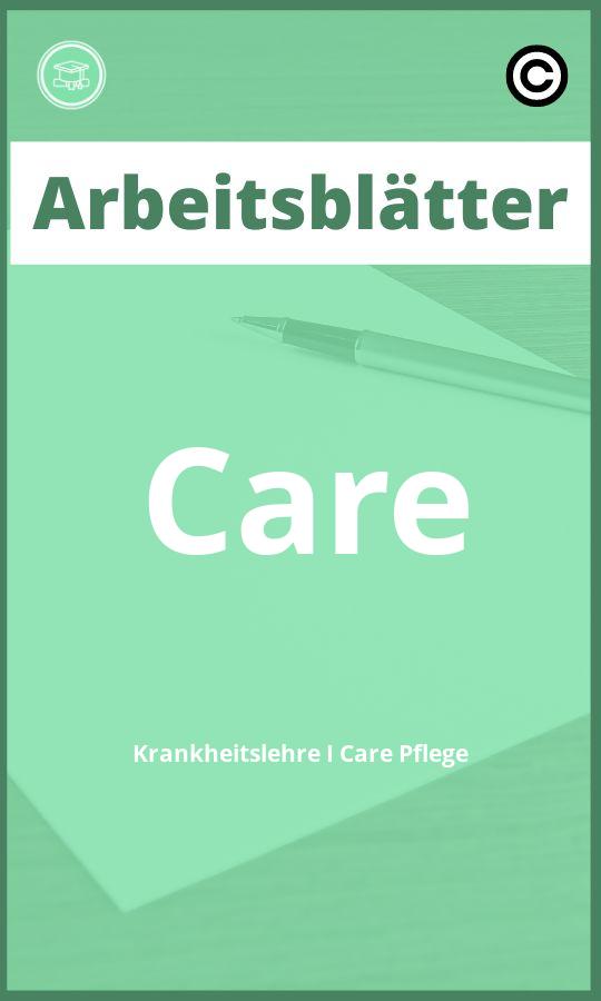 Arbeitsblätter Care Krankheitslehre I Care Pflege PDF mit Lösungen