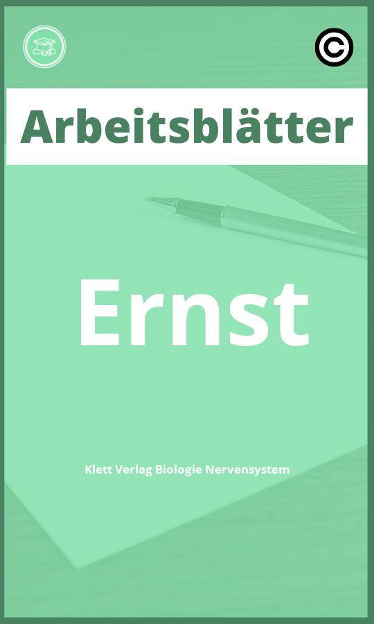 Ernst Klett Verlag Biologie Nervensystem Arbeitsblätter mit Lösungen PDF