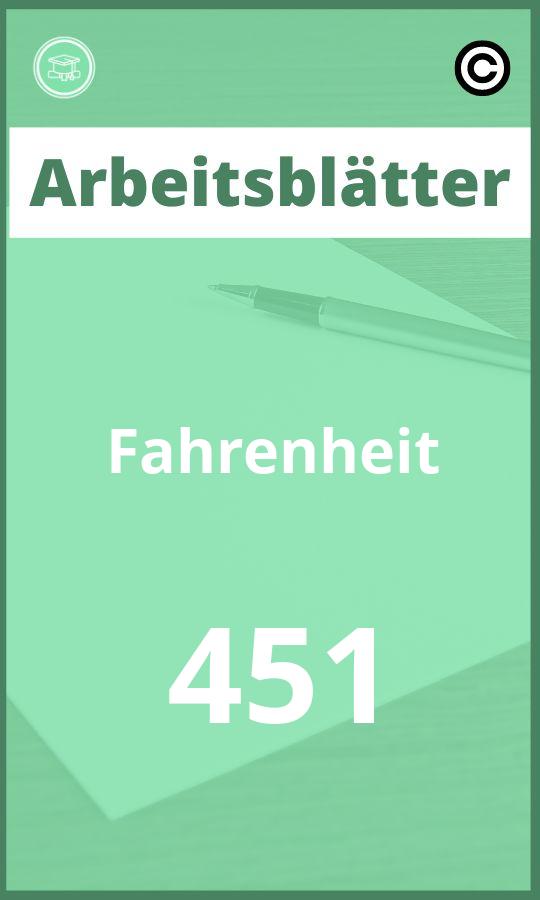 Arbeitsblätter Fahrenheit 451 mit Lösungen PDF