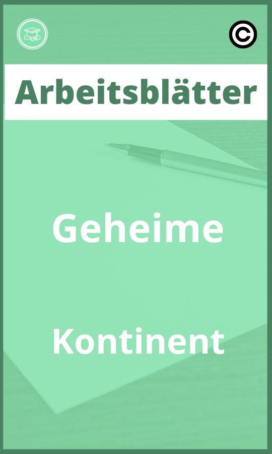 Arbeitsblätter Geheime Kontinent PDF Lösungen