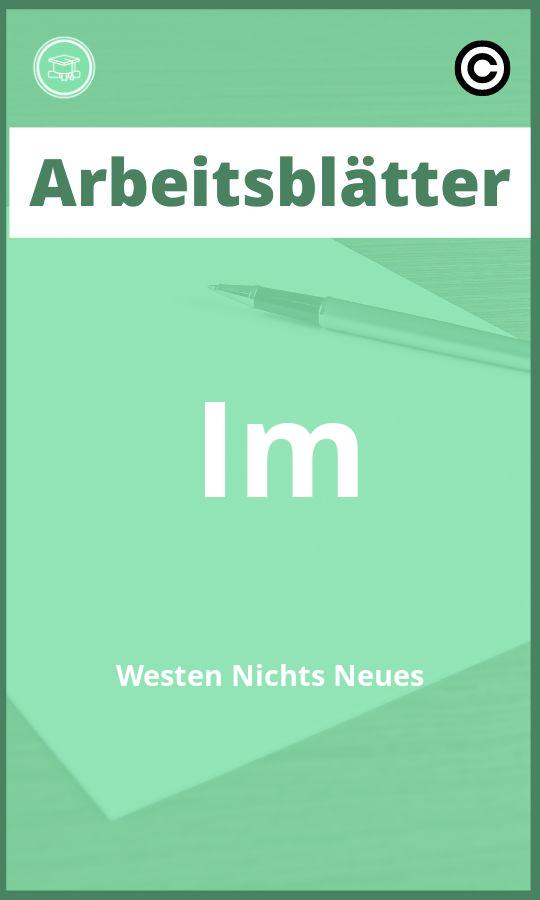 Im Westen Nichts Neues Arbeitsblätter PDF Lösungen