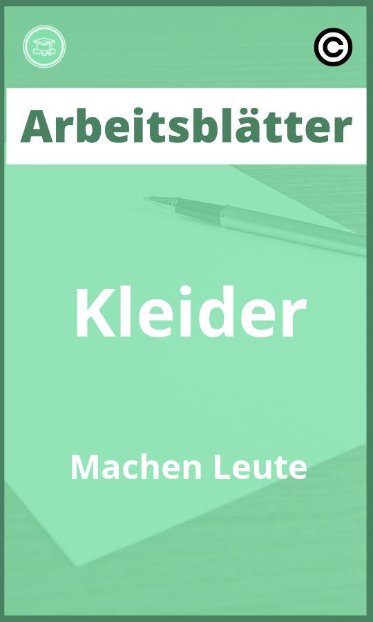 Kleider Machen Leute Arbeitsblätter PDF Lösungen