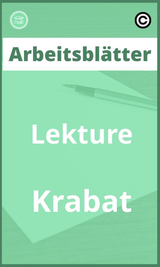 Arbeitsblätter Lektüre Krabat PDF mit Lösungen