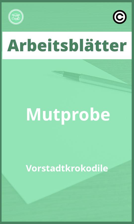 Mutprobe Vorstadtkrokodile Arbeitsblätter PDF Lösungen