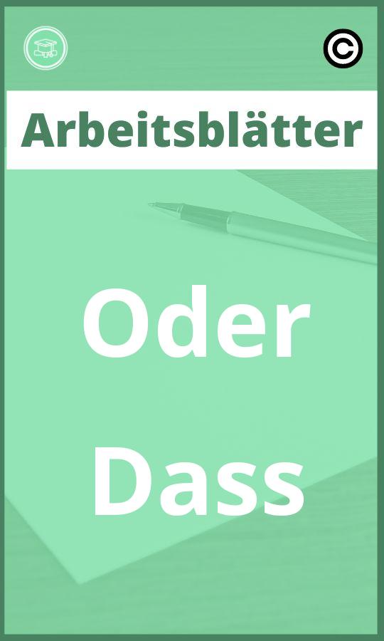 Arbeitsblätter Oder Dass PDF Lösungen