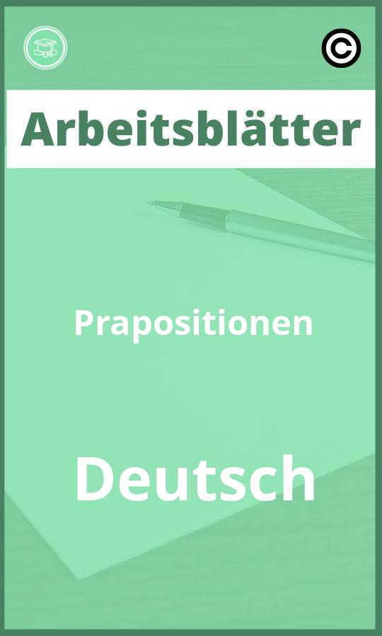 Arbeitsblätter Präpositionen Deutsch PDF mit Lösungen