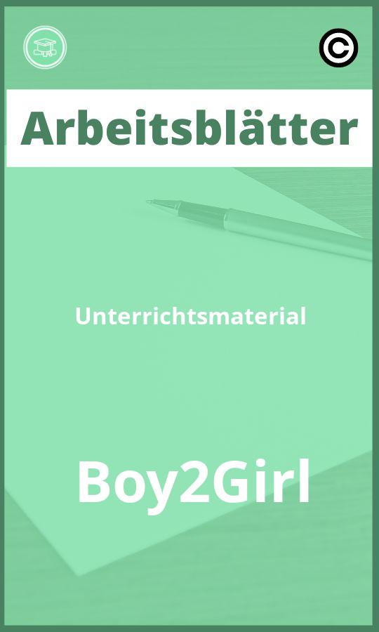 Arbeitsblätter Unterrichtsmaterial Boy2Girl Lösungen PDF