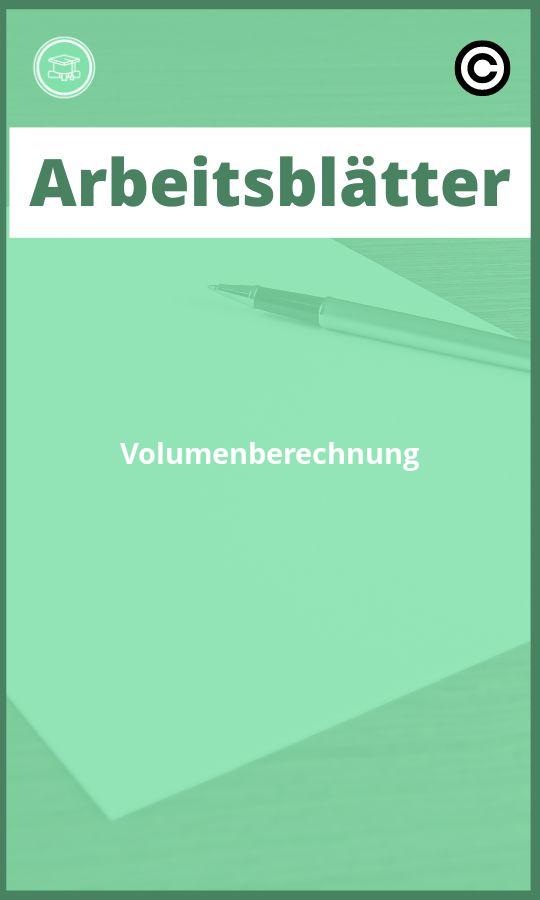 Arbeitsblätter Volumenberechnung PDF mit Lösungen